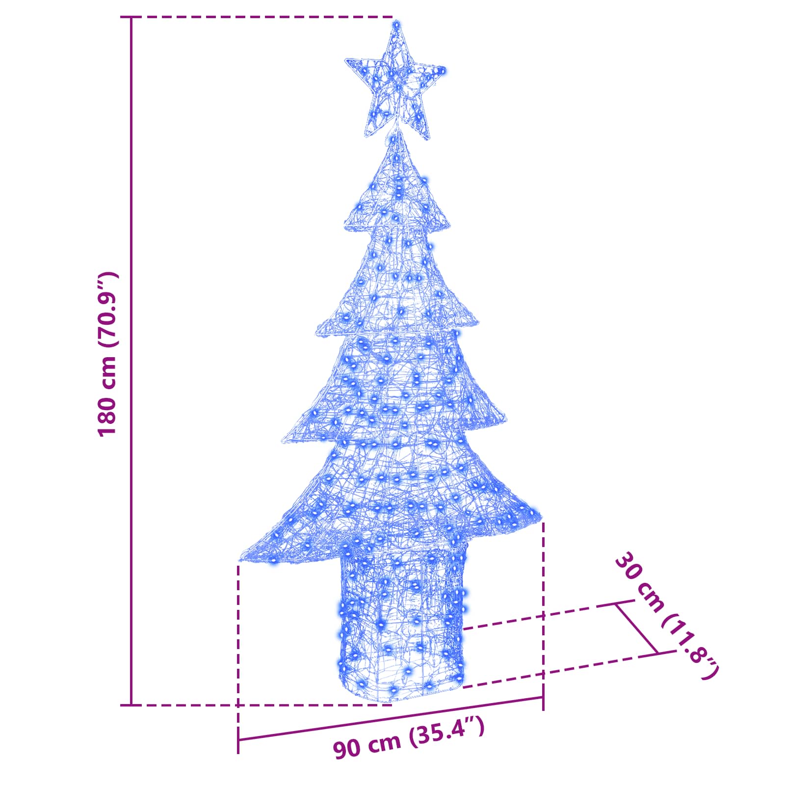 Božićno drvce s 240 LED svjetlima Plava 180 cm Akril