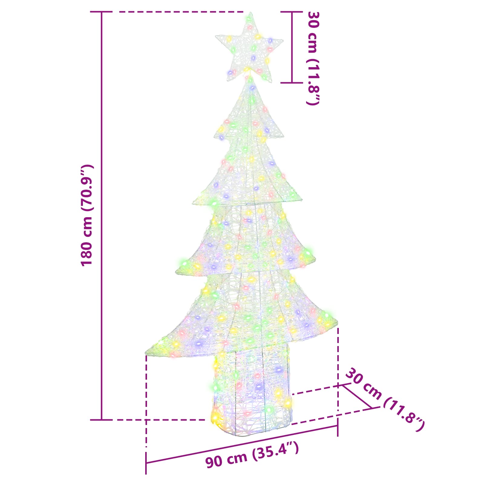 Božićno drvce s 240 LED svjetlima Šareni 180 cm Akril