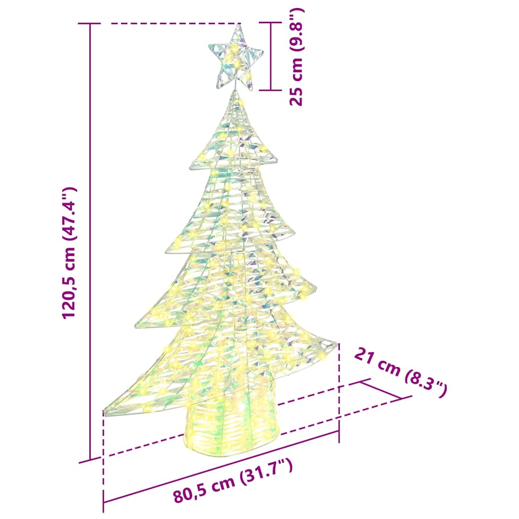 Božićno drvce s 120 LED svjetlima Topla bijela 120,5 cm PET