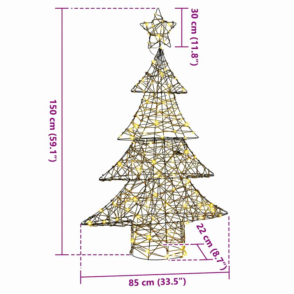 Božićno drvce s 120 LED svjetlima Topla bijela 150 cm Ratan