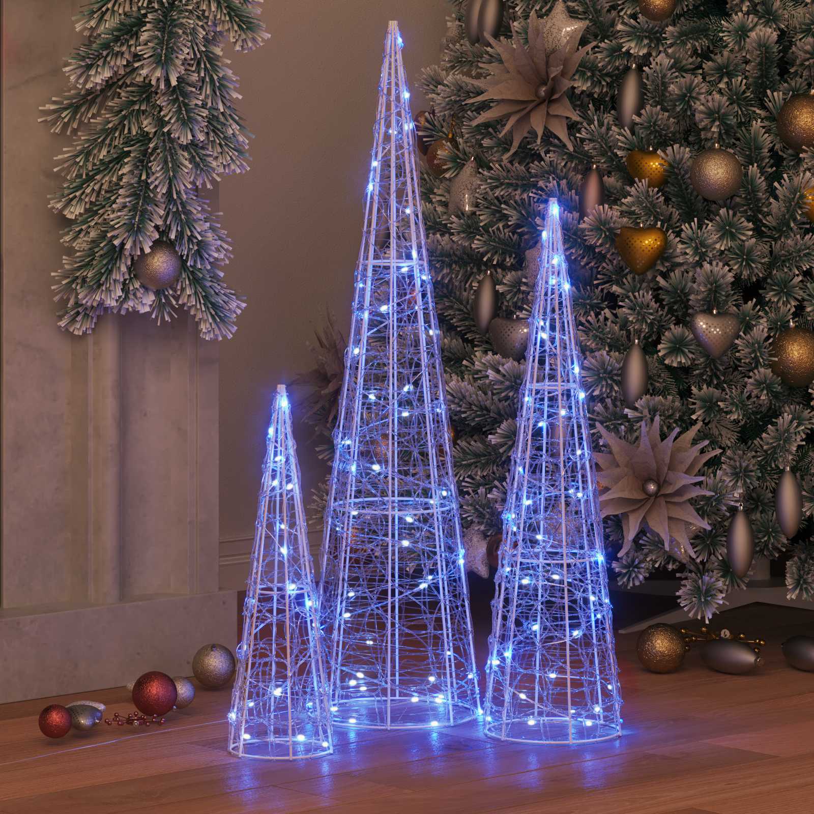 Božićno drvce 3 pcs Plava 20 x 20 x 80 cm Akril
