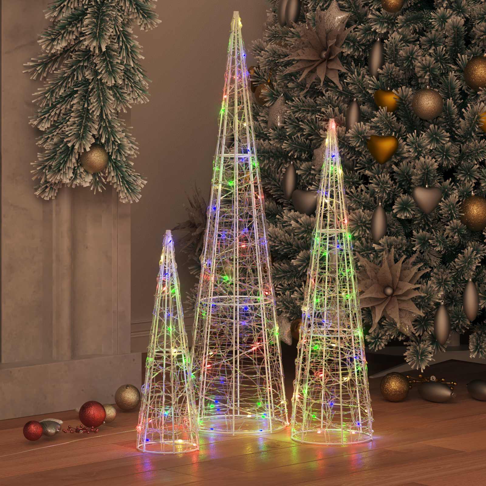 Božićno drvce 3 pcs Šareni 20 x 20 x 80 cm Akril