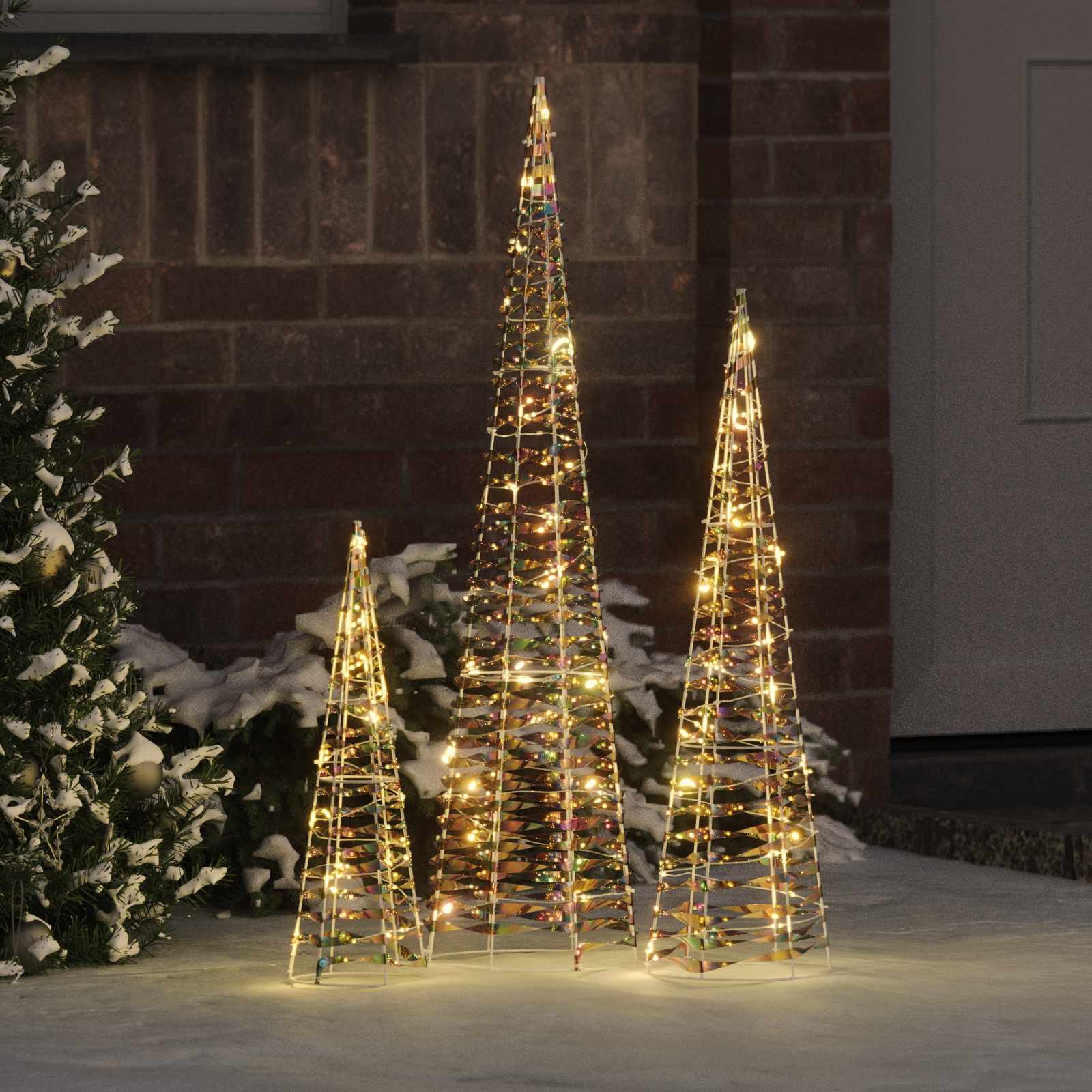 Božićno drvce 3 pcs Topla bijela 20 x 20 x 80 cm PET