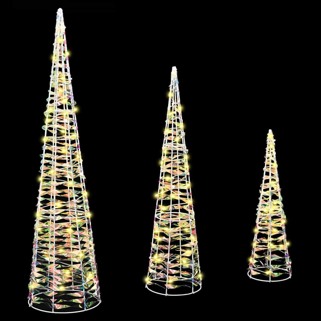 Božićno drvce 3 pcs Topla bijela 20 x 20 x 80 cm PET