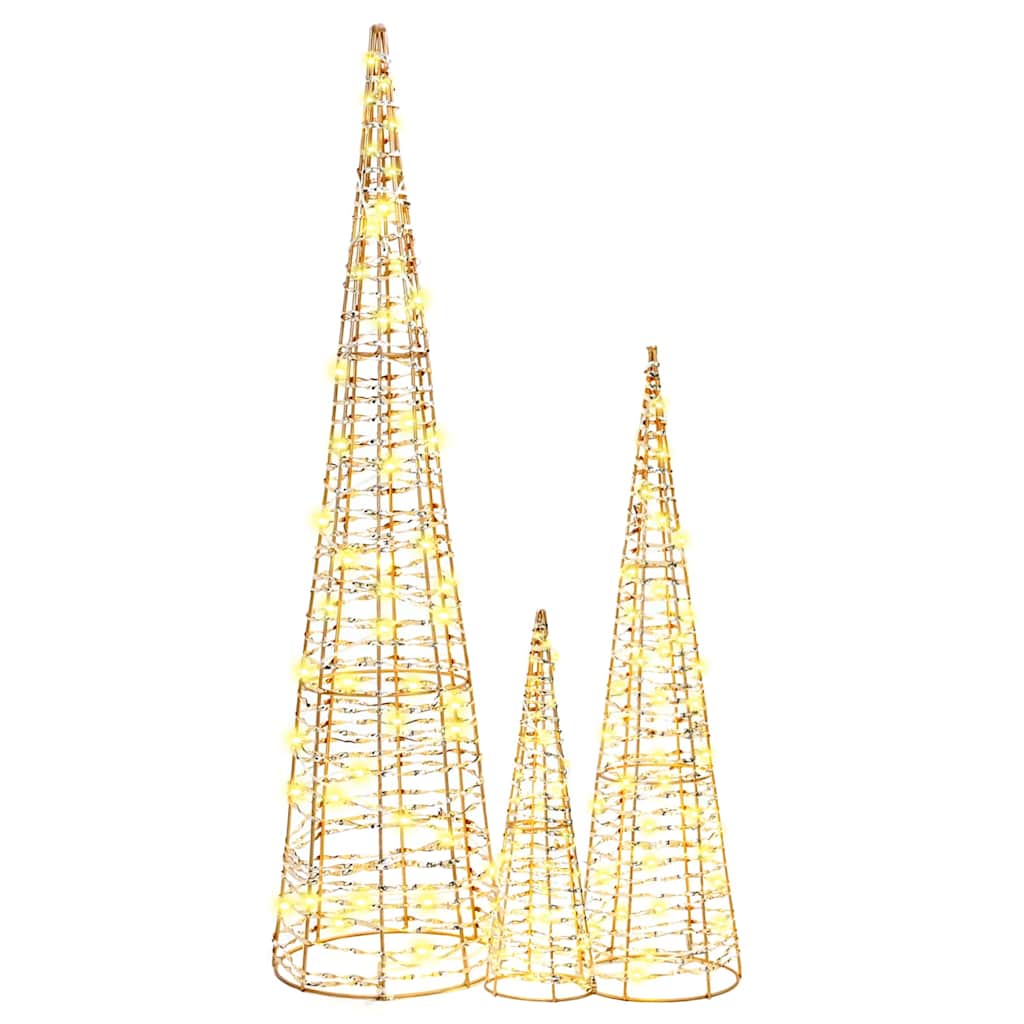 Božićno drvce 3 pcs Topla bijela 20 x 20 x 80 cm PET