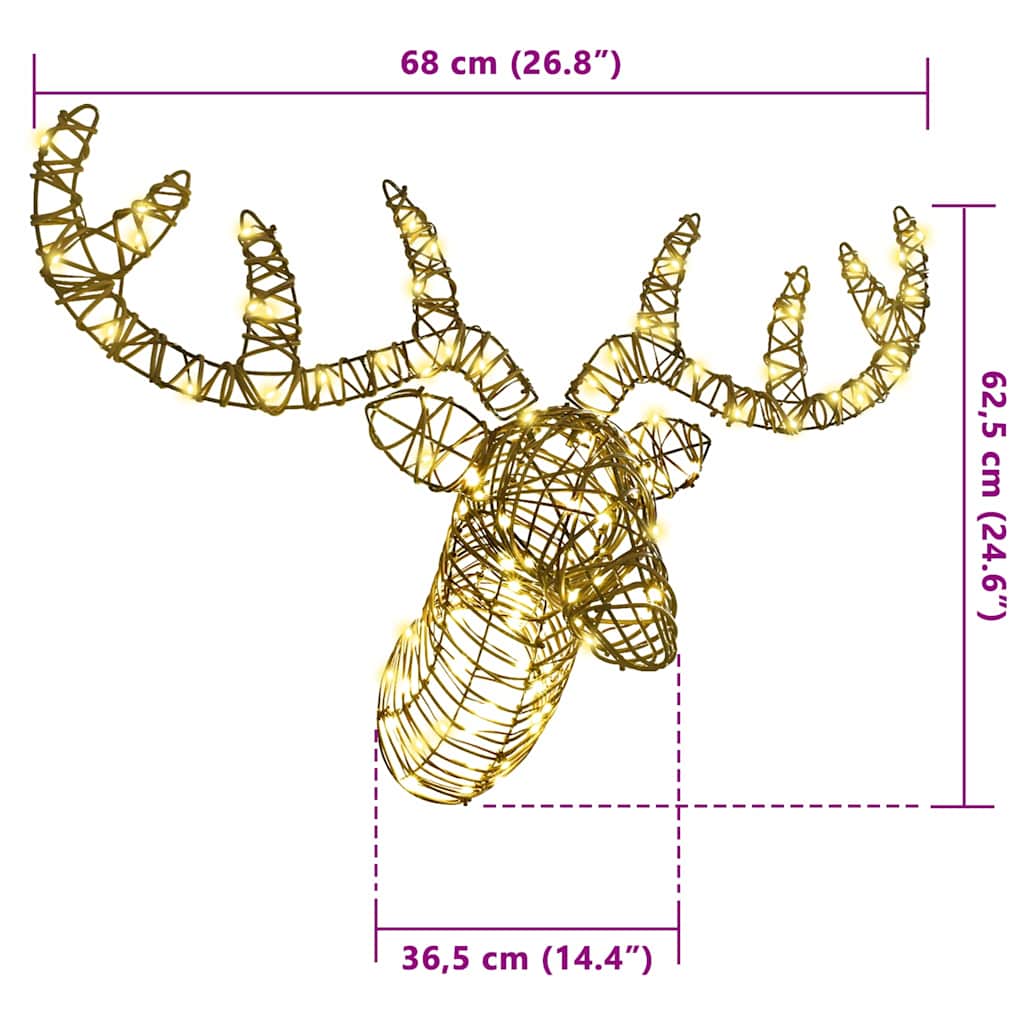 Reindeer vuče saonice Topla bijela 68 x 36,5 x 62,5 cm Ratan