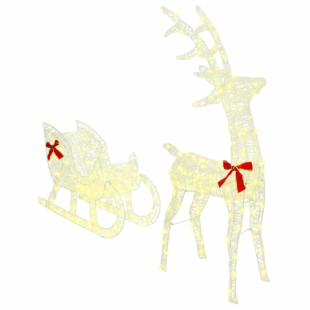 Reindeer vuče saonice Topla bijela 70 x 26 x 130 cm Akril