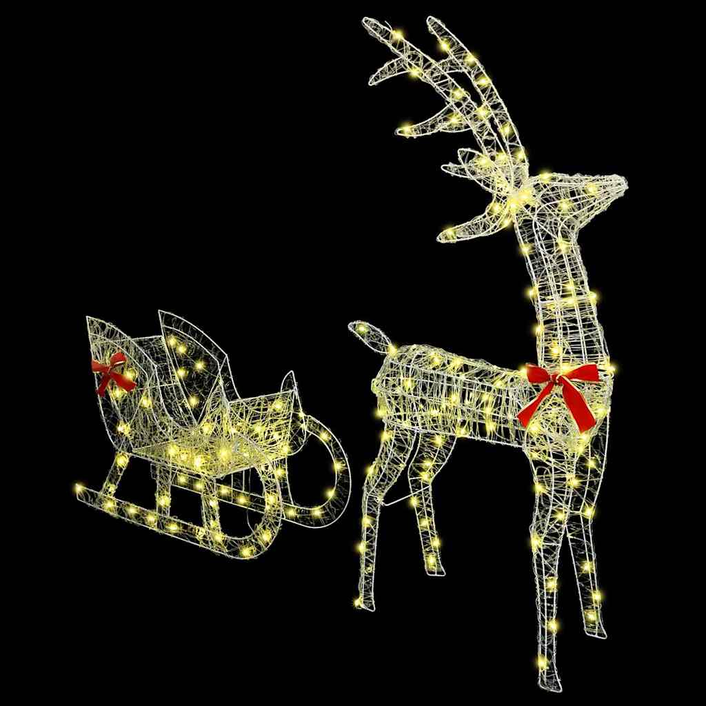 Reindeer vuče saonice Topla bijela 70 x 26 x 130 cm Akril