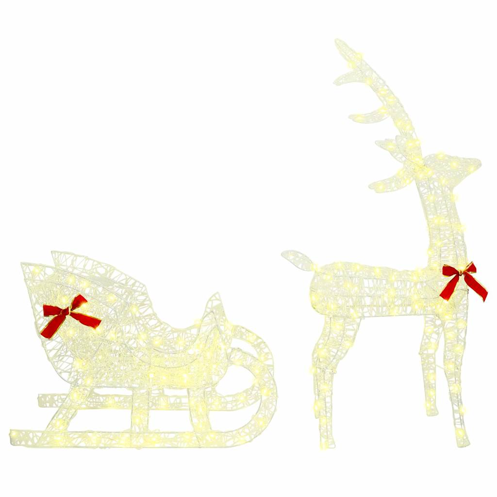Reindeer vuče saonice Topla bijela 70 x 26 x 130 cm Akril