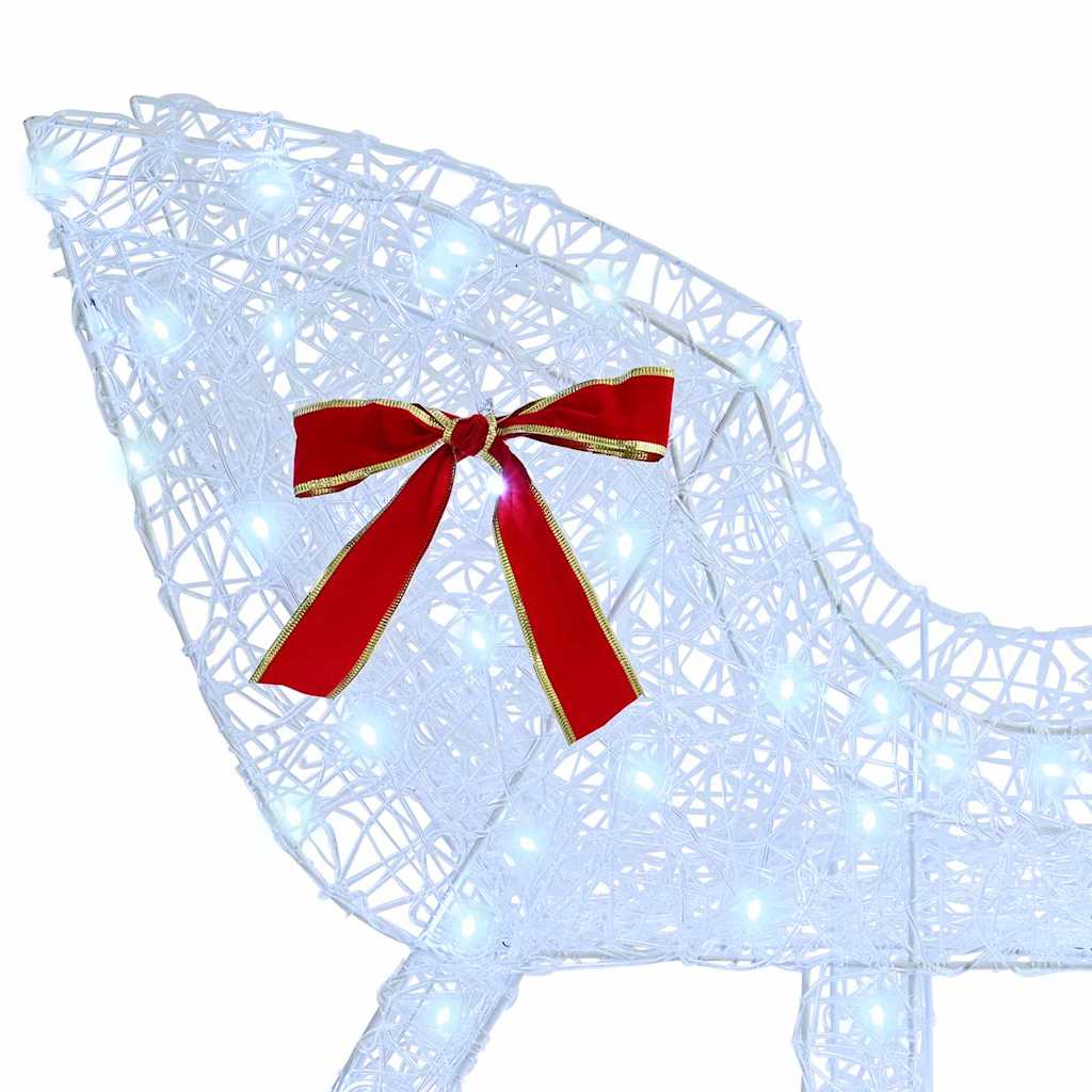 Reindeer vuče saonice Hladna bijela 70 x 26 x 130 cm Akril