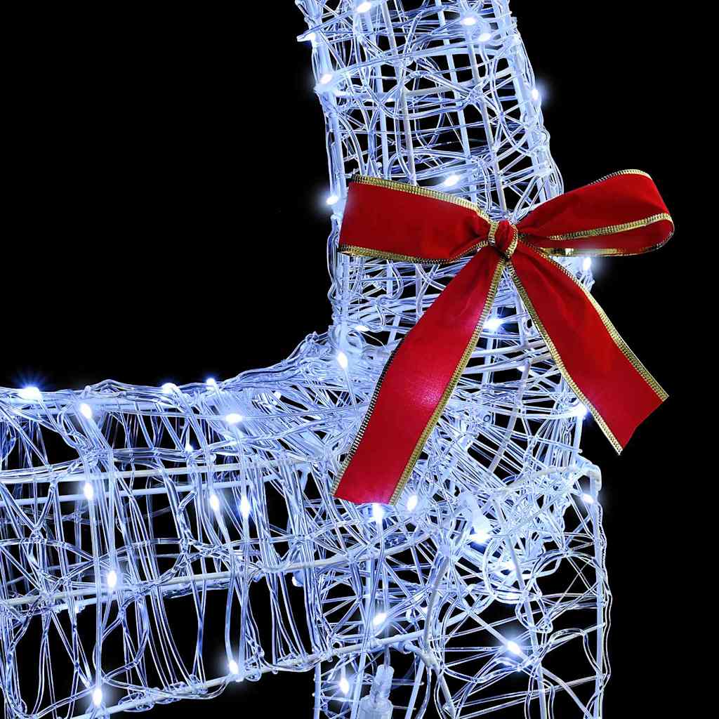 Reindeer vuče saonice Hladna bijela 70 x 26 x 130 cm Akril