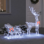 Reindeer vuče saonice Hladna bijela 70 x 26 x 130 cm Akril