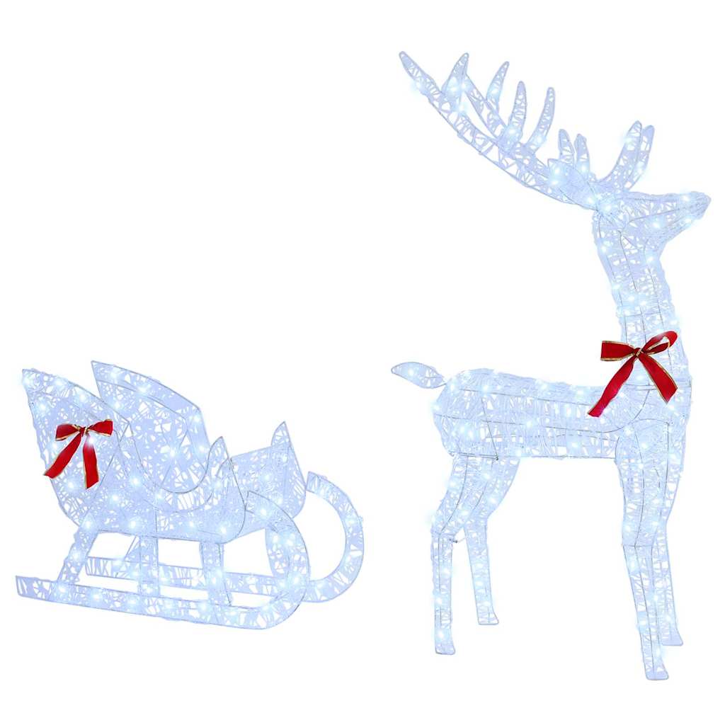 Reindeer vuče saonice Hladna bijela 70 x 26 x 130 cm Akril