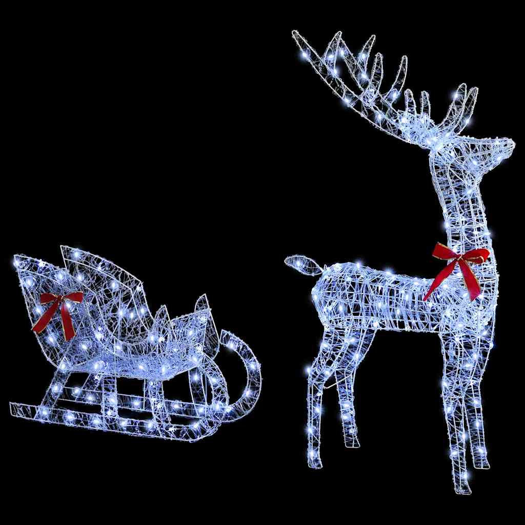 Reindeer vuče saonice Hladna bijela 70 x 26 x 130 cm Akril