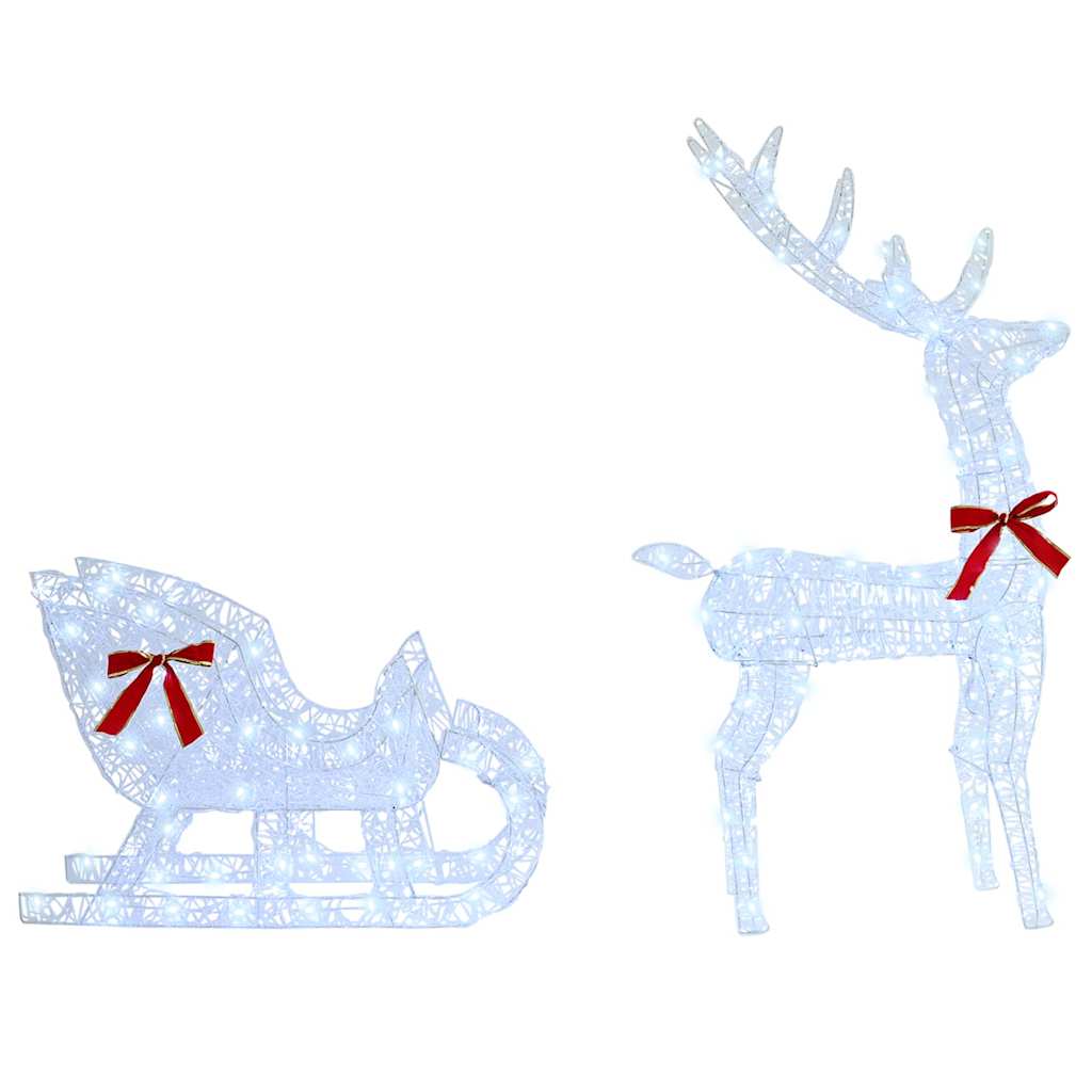 Reindeer vuče saonice Hladna bijela 70 x 26 x 130 cm Akril