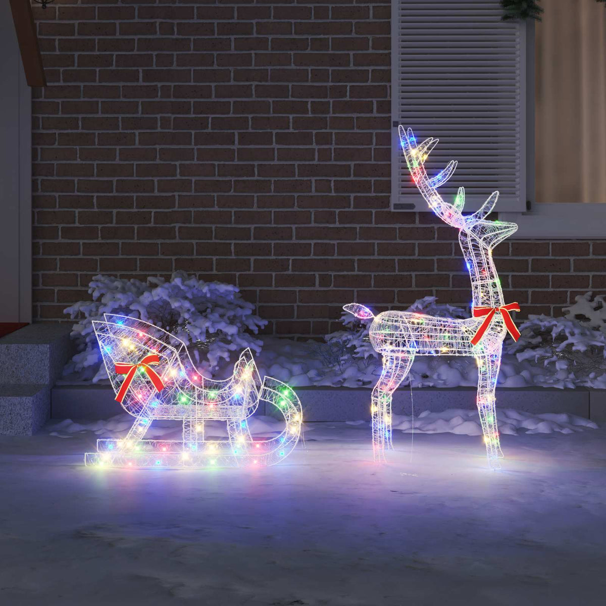 Reindeer vuče saonice šareni 70 x 26 x 129 cm Akril