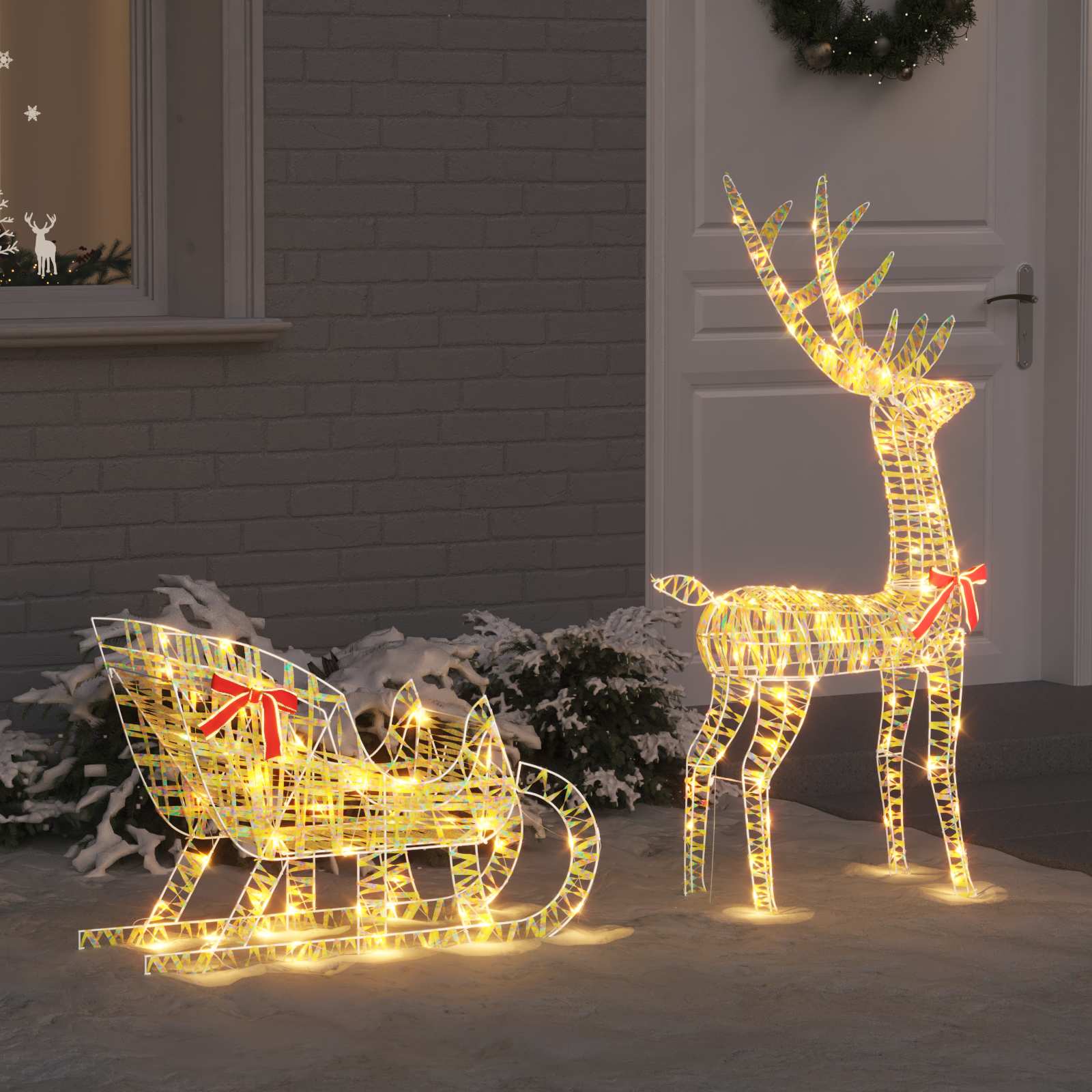 Reindeer vuče saonice Topla bijela 70 x 26 x 129 cm PET