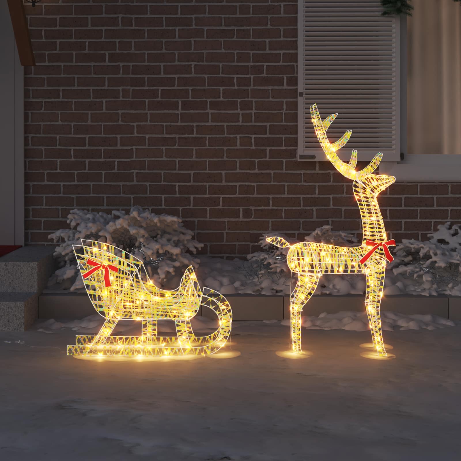 Reindeer vuče saonice Topla bijela 70 x 26 x 129 cm PET