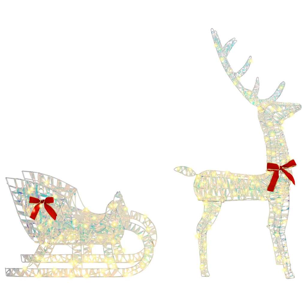 Reindeer vuče saonice Topla bijela 70 x 26 x 129 cm PET