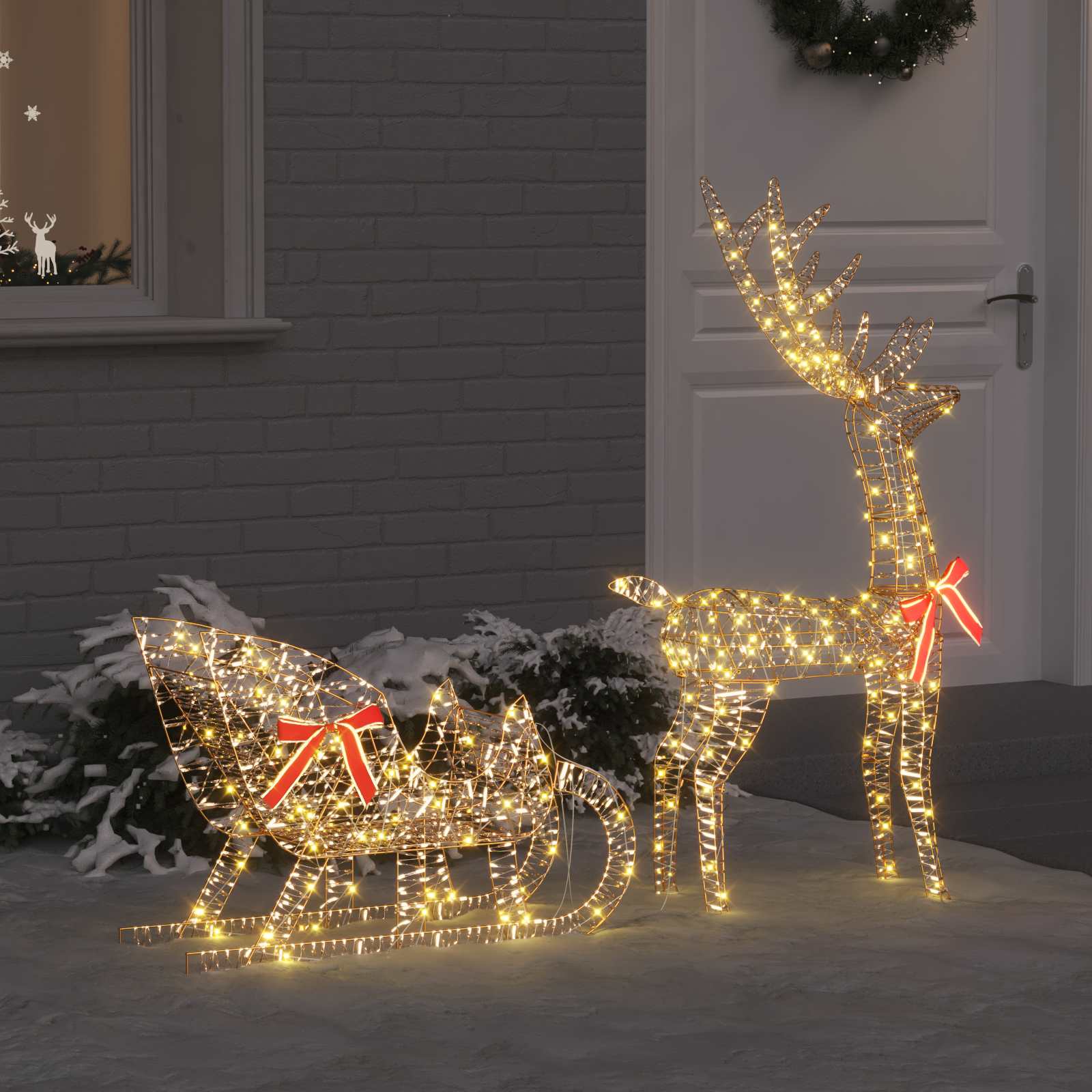 Reindeer vuče saonice Topla bijela 70 x 26 x 129 cm PET