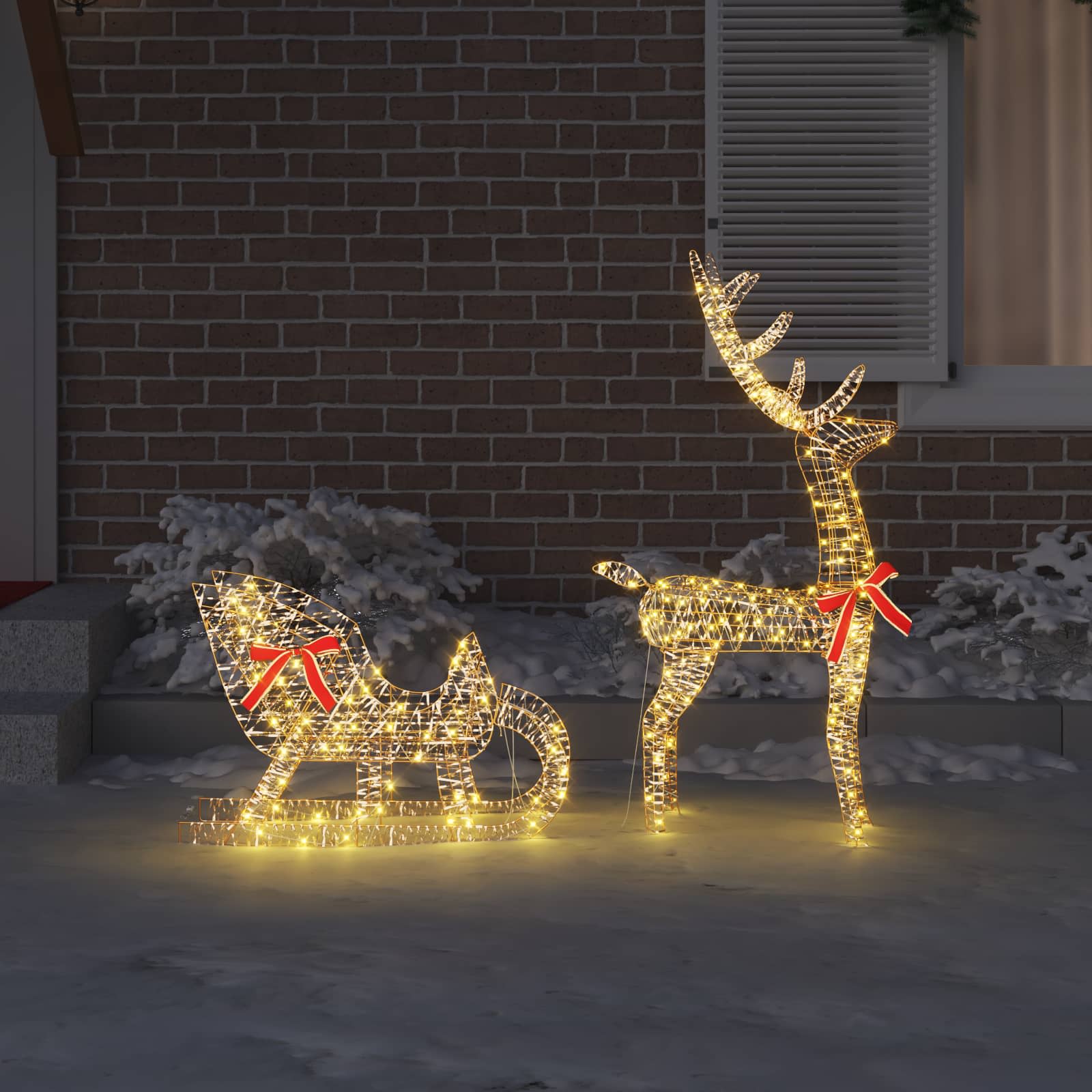 Reindeer vuče saonice Topla bijela 70 x 26 x 129 cm PET