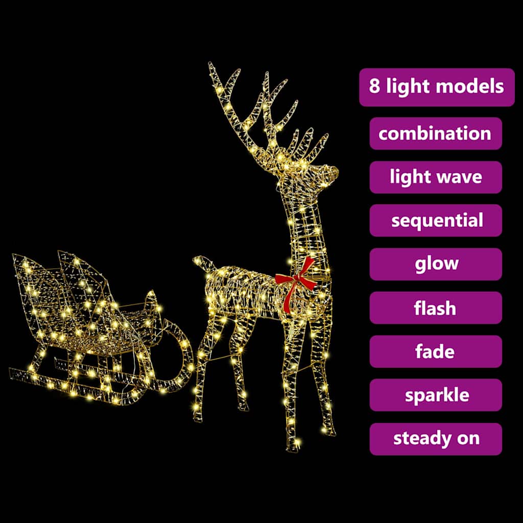 Reindeer vuče saonice Topla bijela 70 x 26 x 129 cm PET
