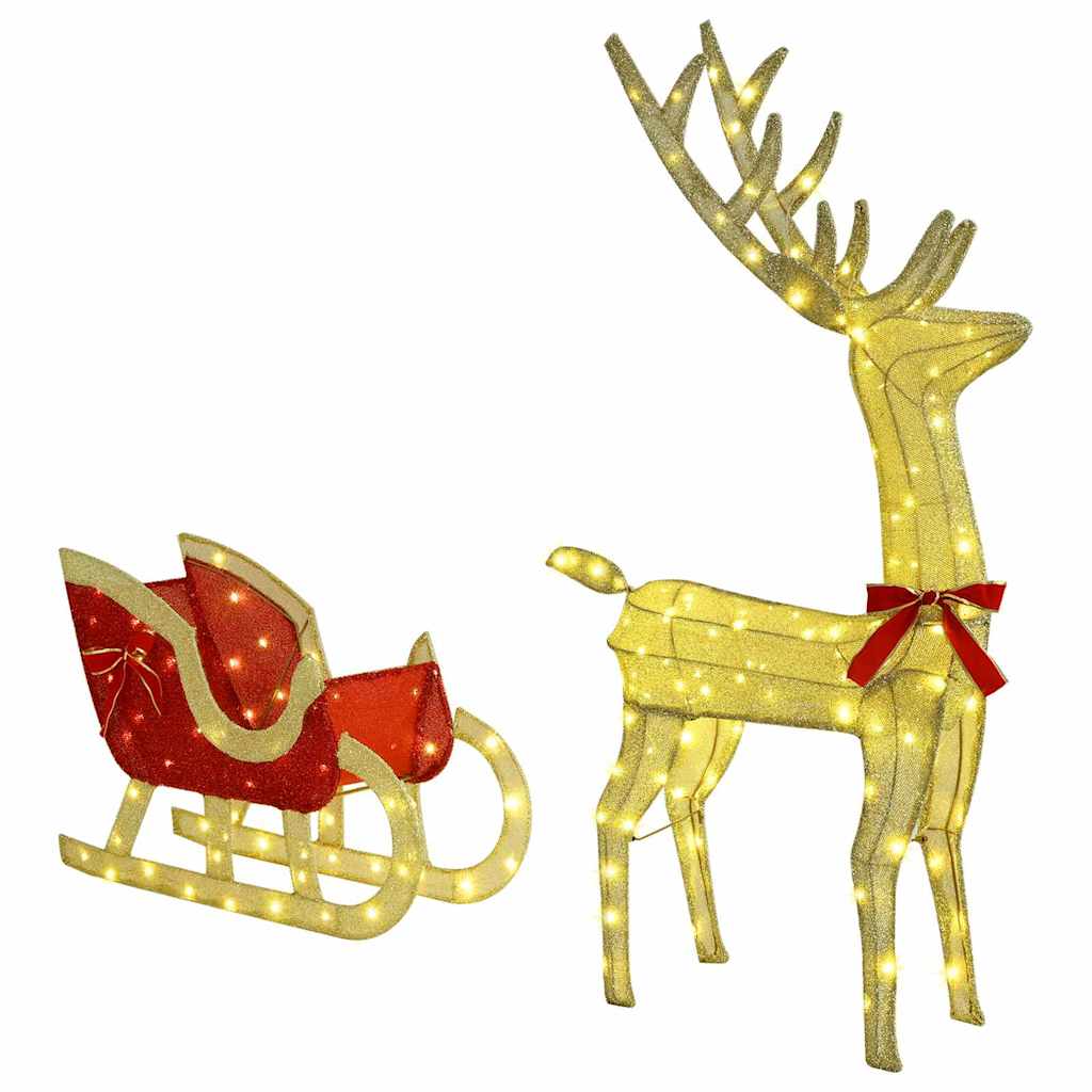 Reindeer vuče saonice Topla bijela 151 x 28 x 128,5 cm tkanina