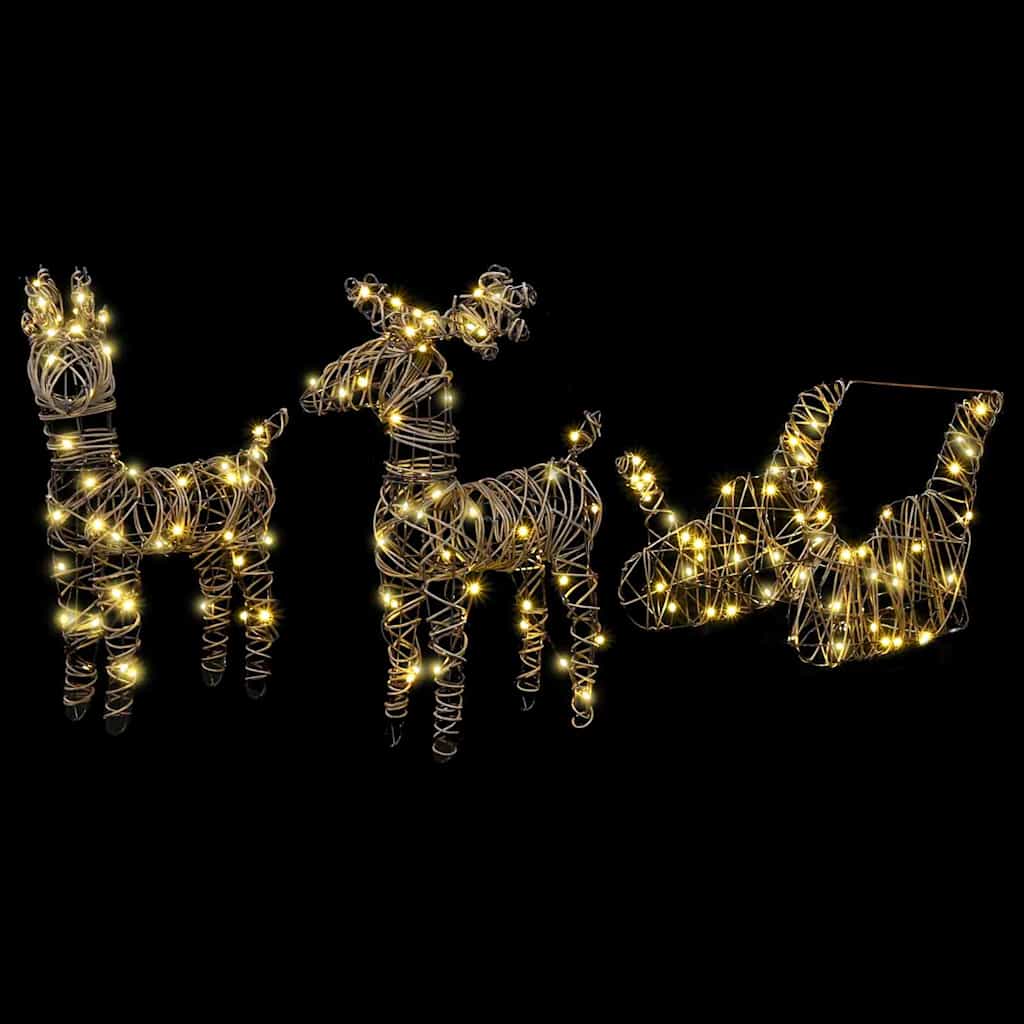 Reindeer vuče saonice Topla bijela 53 x 28 x 33 cm Ratan