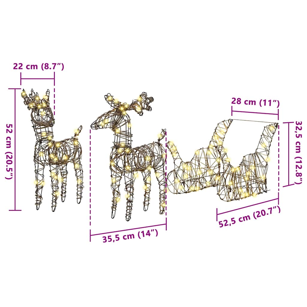 Reindeer vuče saonice Topla bijela 53 x 28 x 33 cm Ratan