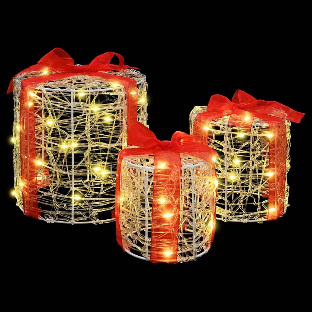 Dekoracija Poklon Kutije 3 pcs Topla bijela 20 x 20 x 21 cm