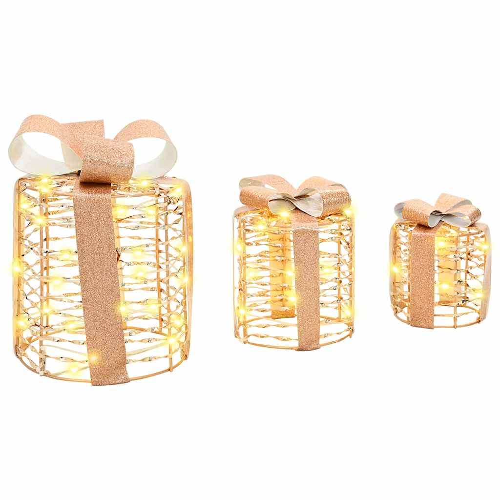 Dekoracija Poklon Kutije 3 pcs Topla bijela 20 x 20 x 20 cm PET