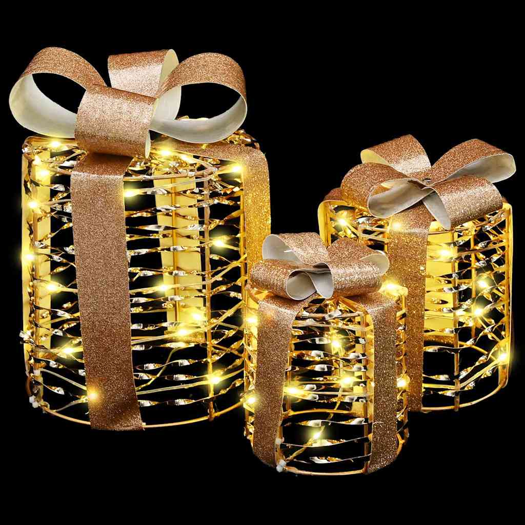 Dekoracija Poklon Kutije 3 pcs Topla bijela 20 x 20 x 20 cm PET
