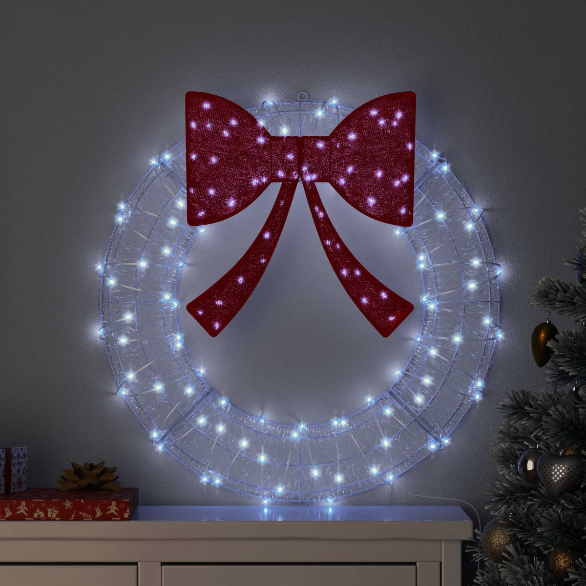Vijenac s 60 LED svjetlima Hladna bijela 76 x 76 x 8,5 cm Akril