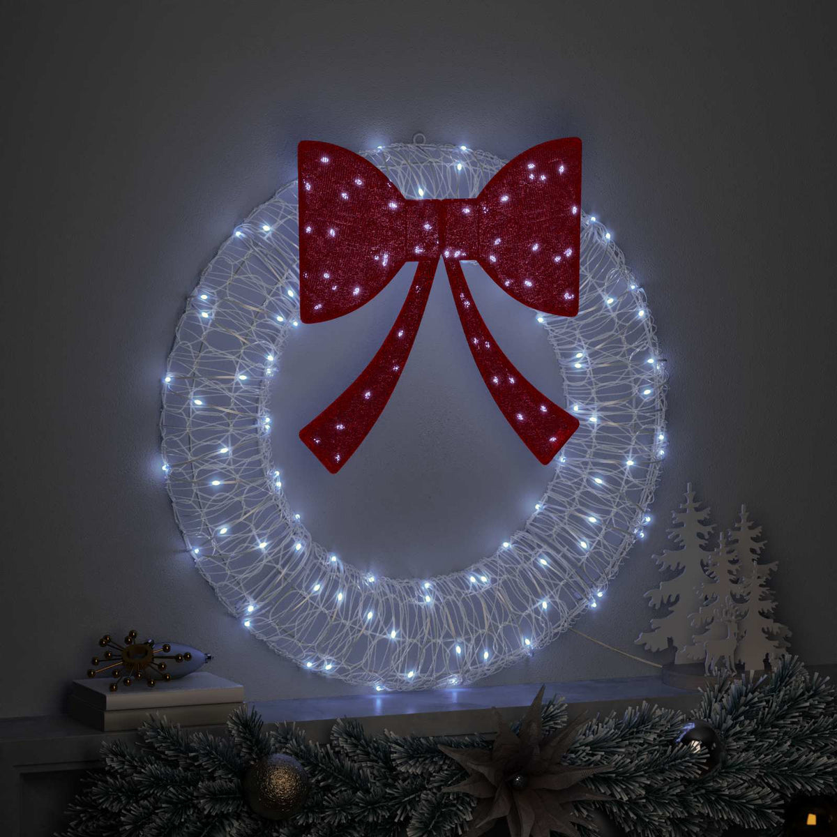 Vijenac s 60 LED svjetlima Hladna bijela 76 x 76 x 8,5 cm Akril