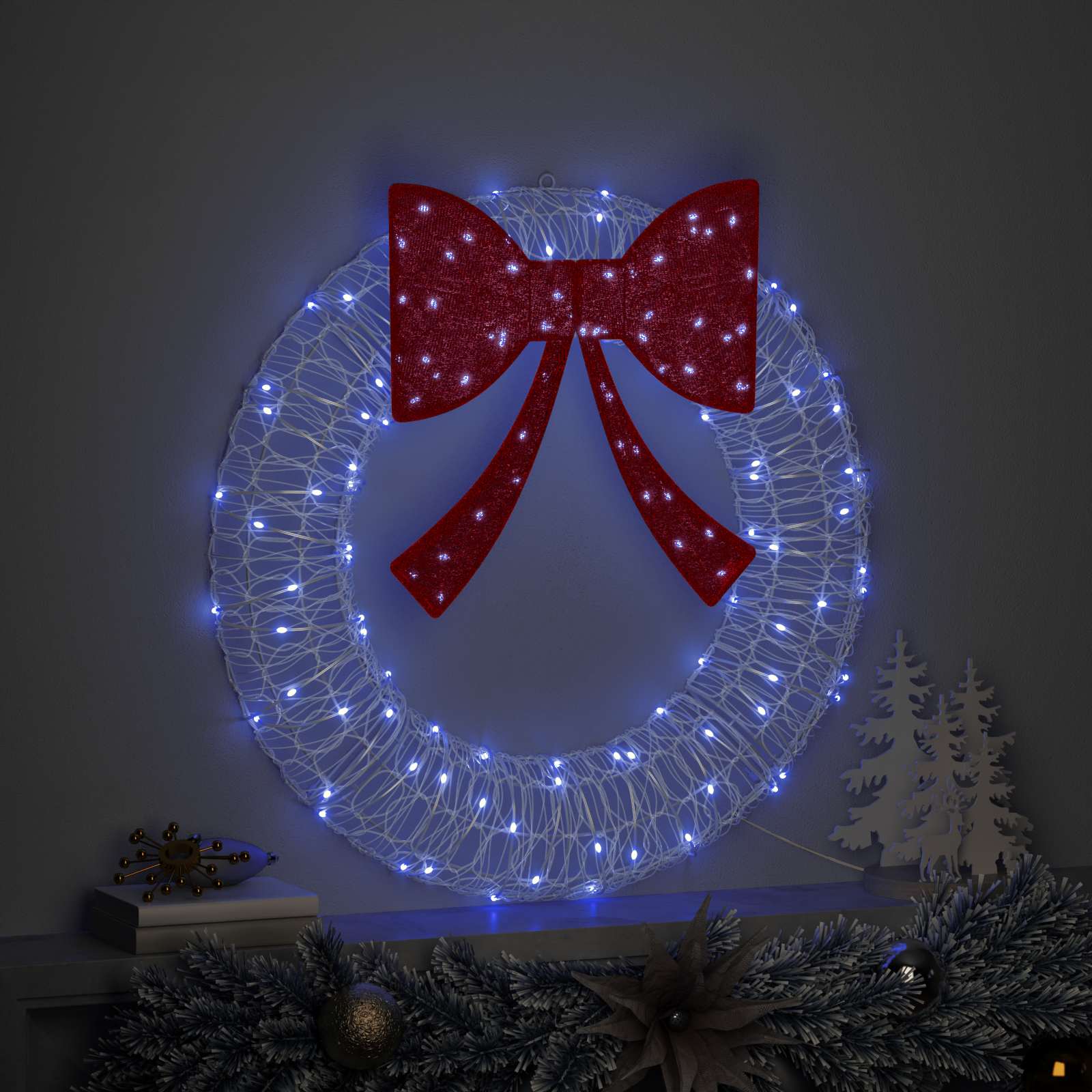 Vijenac s 60 LED svjetlima Plava 76 x 76 x 8,5 cm Akril