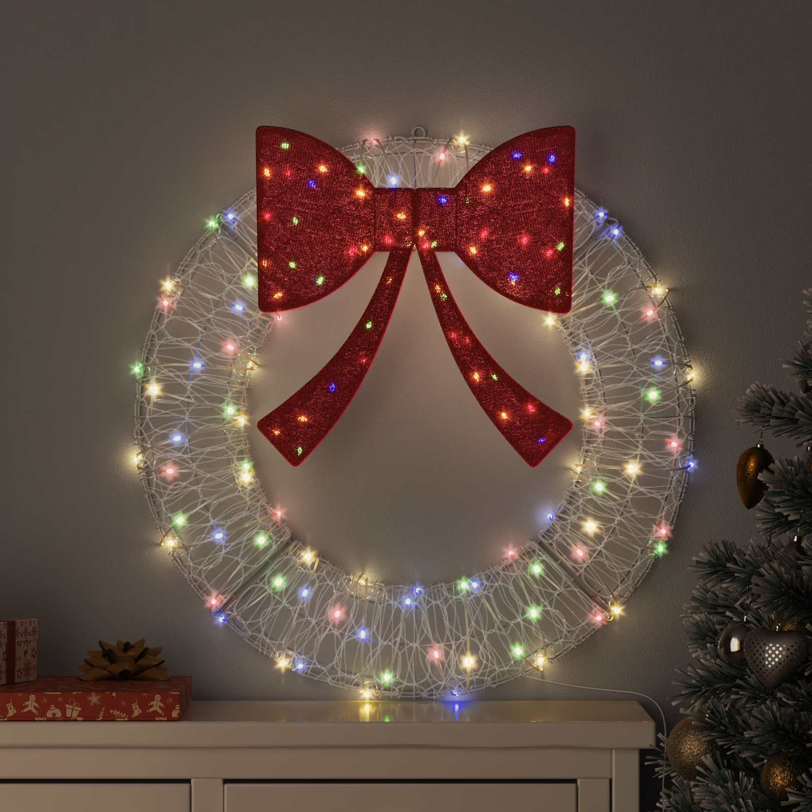 Vijenac s 60 LED svjetlima Šareni 76 x 76 x 8,5 cm Akril