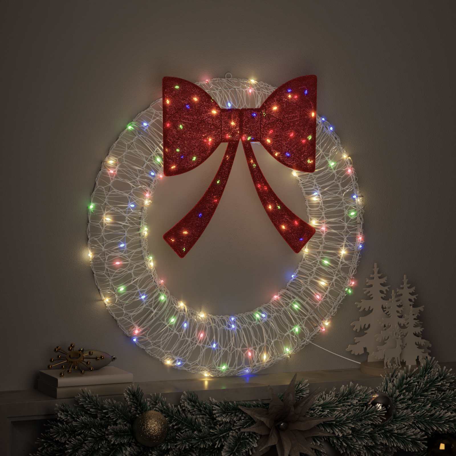 Vijenac s 60 LED svjetlima Šareni 76 x 76 x 8,5 cm Akril