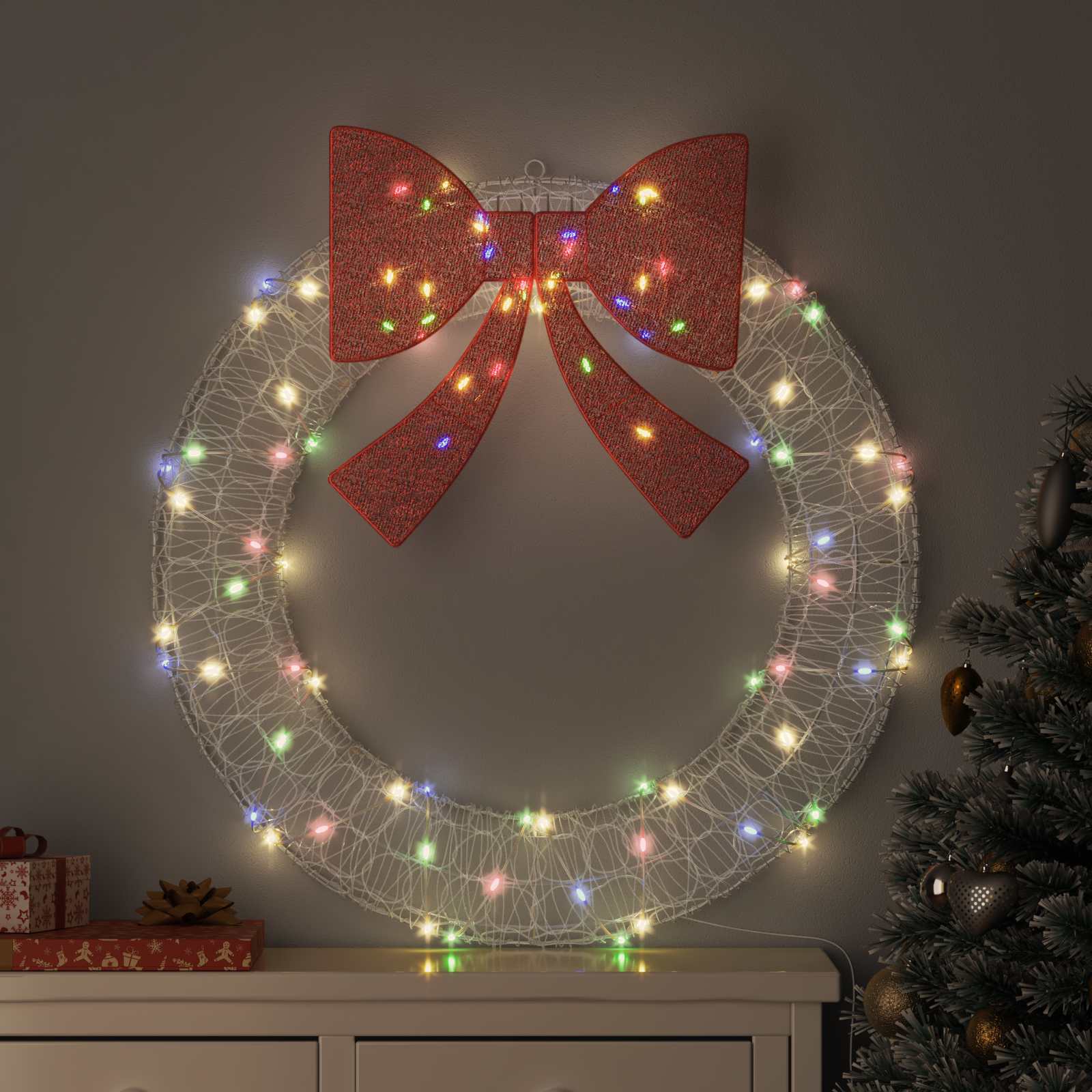 Vijenac s 80 LED svjetlima Šareni 92 x 92 x 9,5 cm Akril
