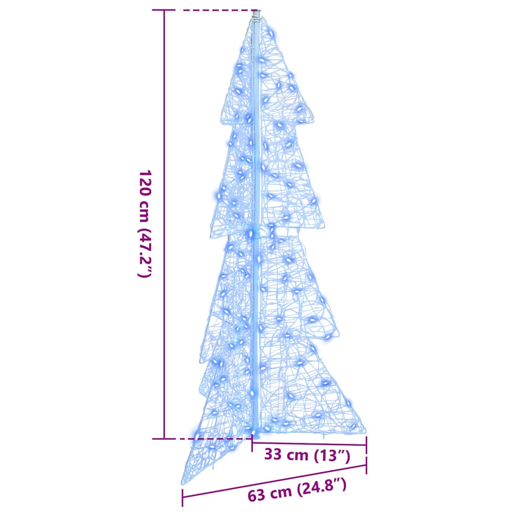 Božićno drvce s 100 LED svjetlima Plava 120 cm Akril