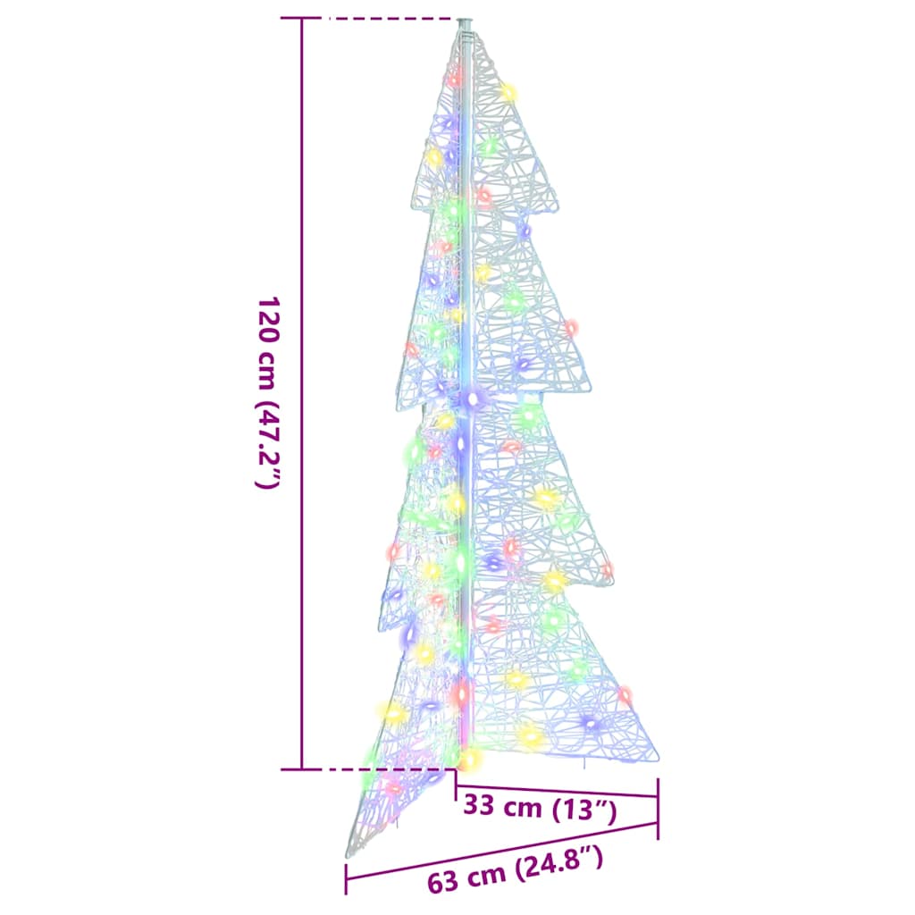 Božićno drvce s 100 LED svjetlima Šareni 120 cm Akril