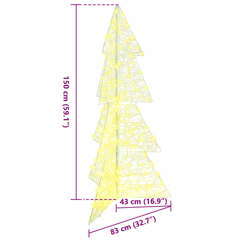 Božićno drvce s 160 LED svjetlima Topla bijela 150 cm Akril