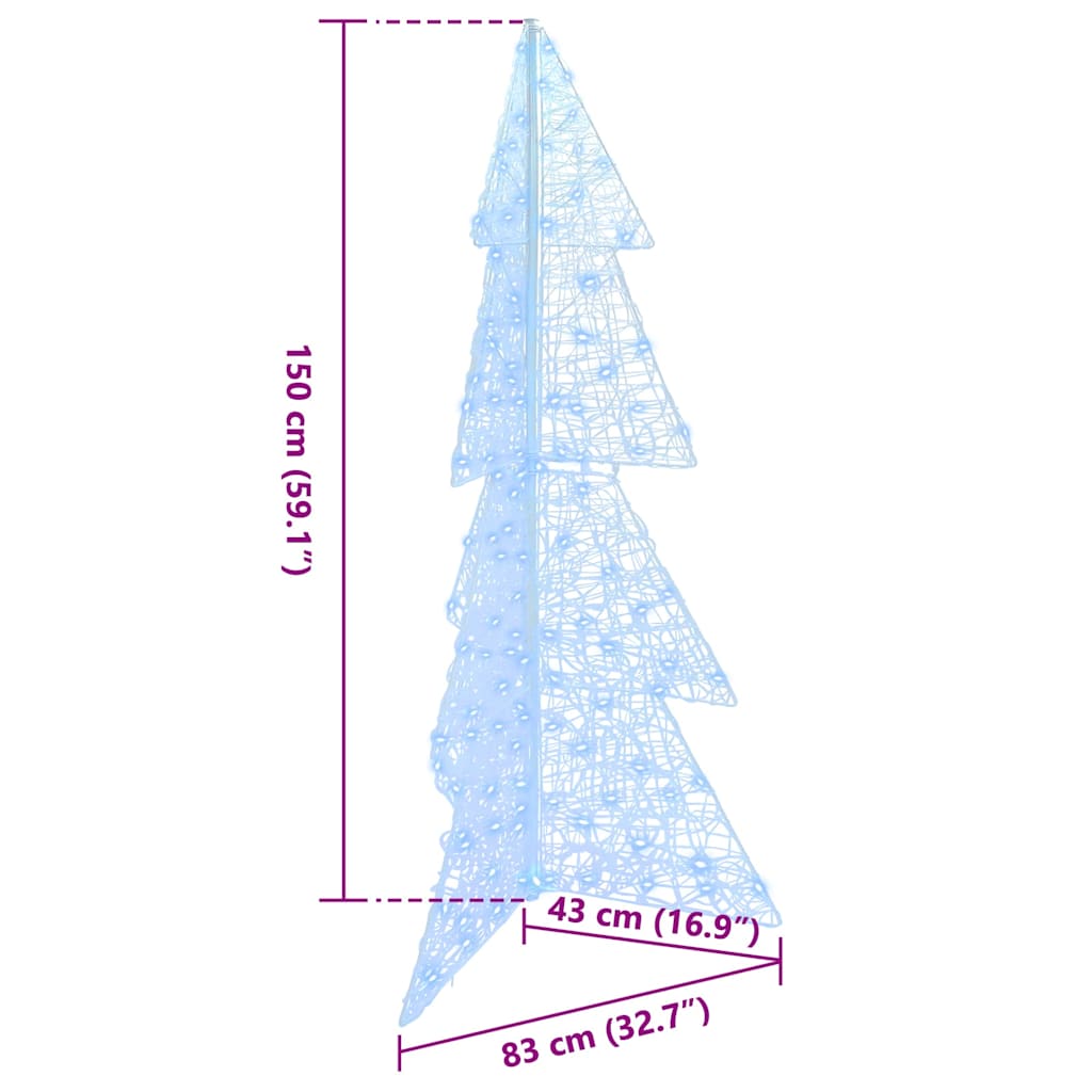 Božićno drvce s 160 LED svjetlima Hladna bijela 150 cm Akril
