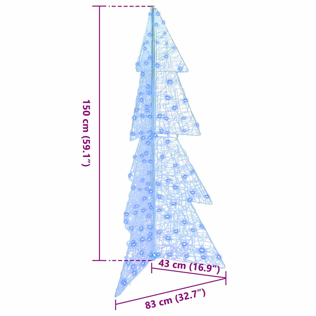 Božićno drvce s 160 LED svjetlima Plava 150 cm Akril