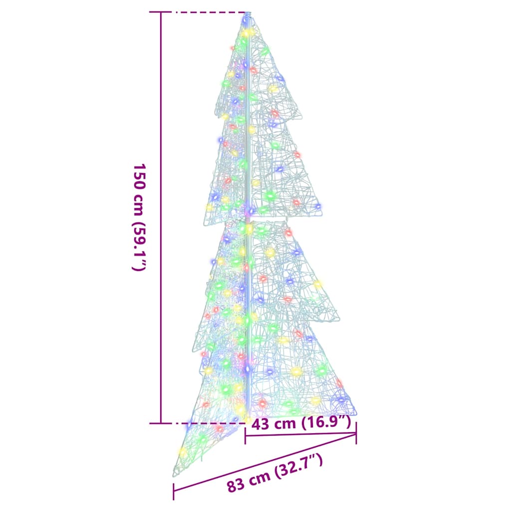Božićno drvce s 160 LED svjetlima Šareni 150 cm Akril