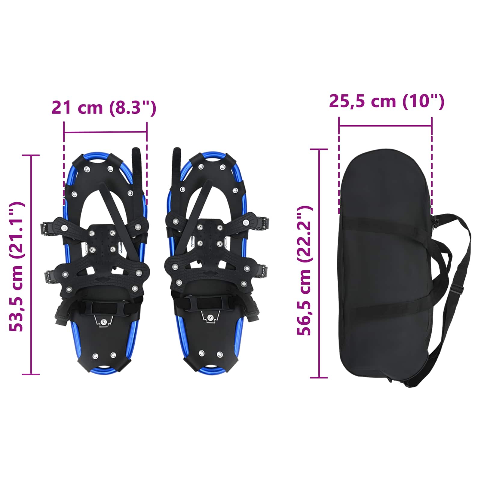 3 u 1 snježne krplje Plava i crna 53,5 x 21 cm Aluminij i HDPE