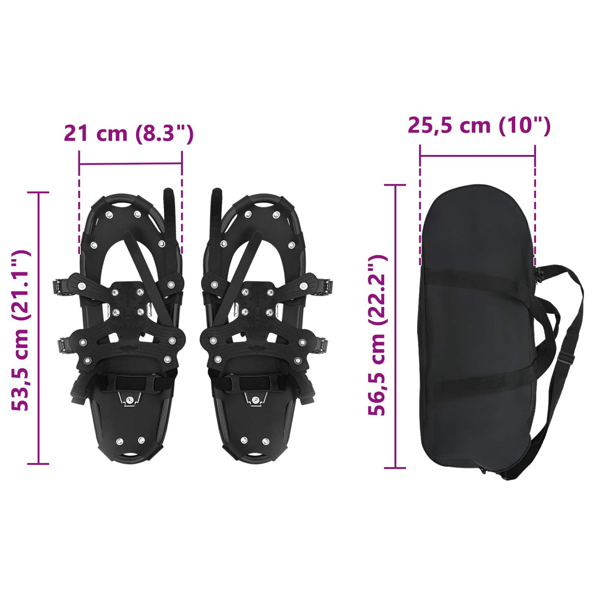 3 u 1 snježne krplje Crna 53,5 x 21 cm Aluminij i HDPE