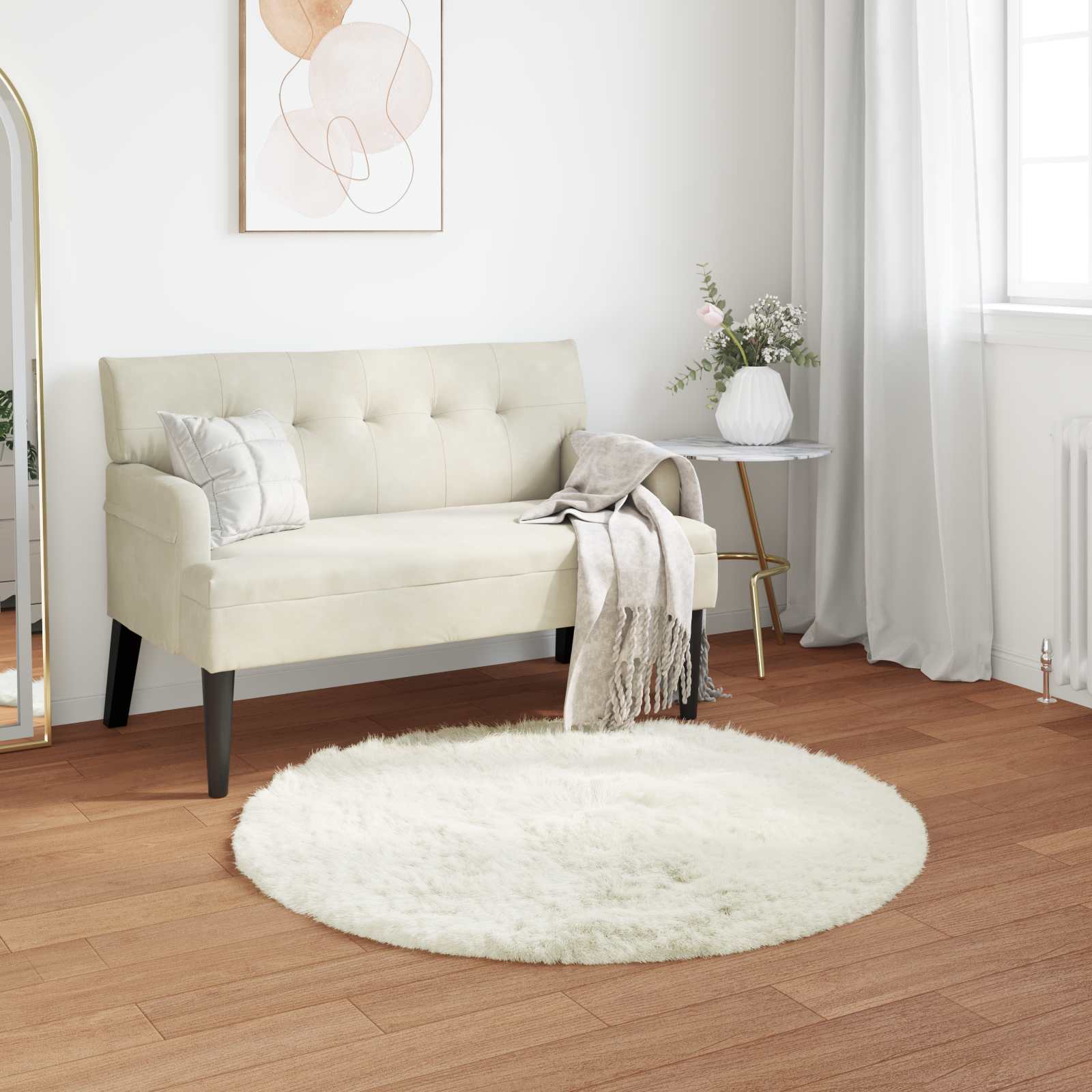 Tepih od umjetne ovčje kože TAFALLA Bijela Ø 80 cm Poliester