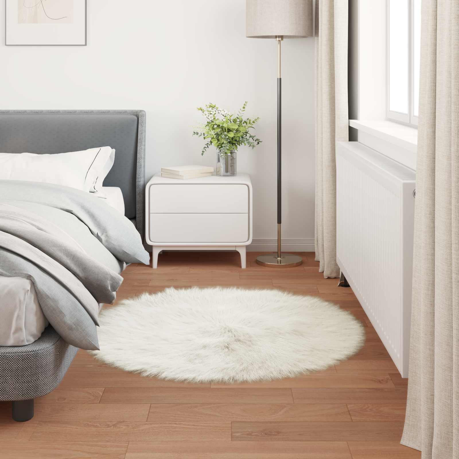 Tepih od umjetne ovčje kože TAFALLA Bijela Ø 80 cm Poliester