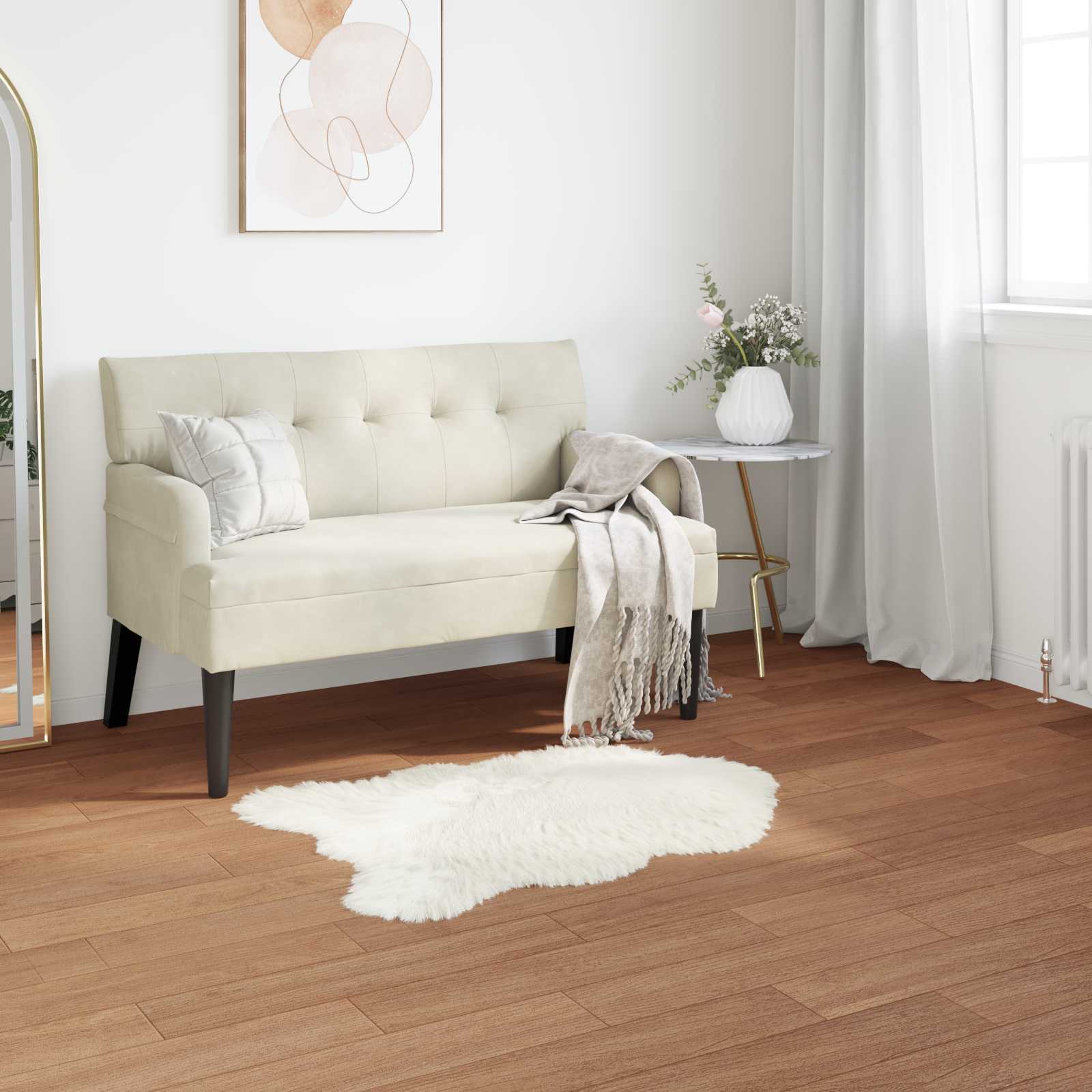 Tepih od umjetne ovčje kože TAFALLA Bijela 60 x 90 cm Poliester