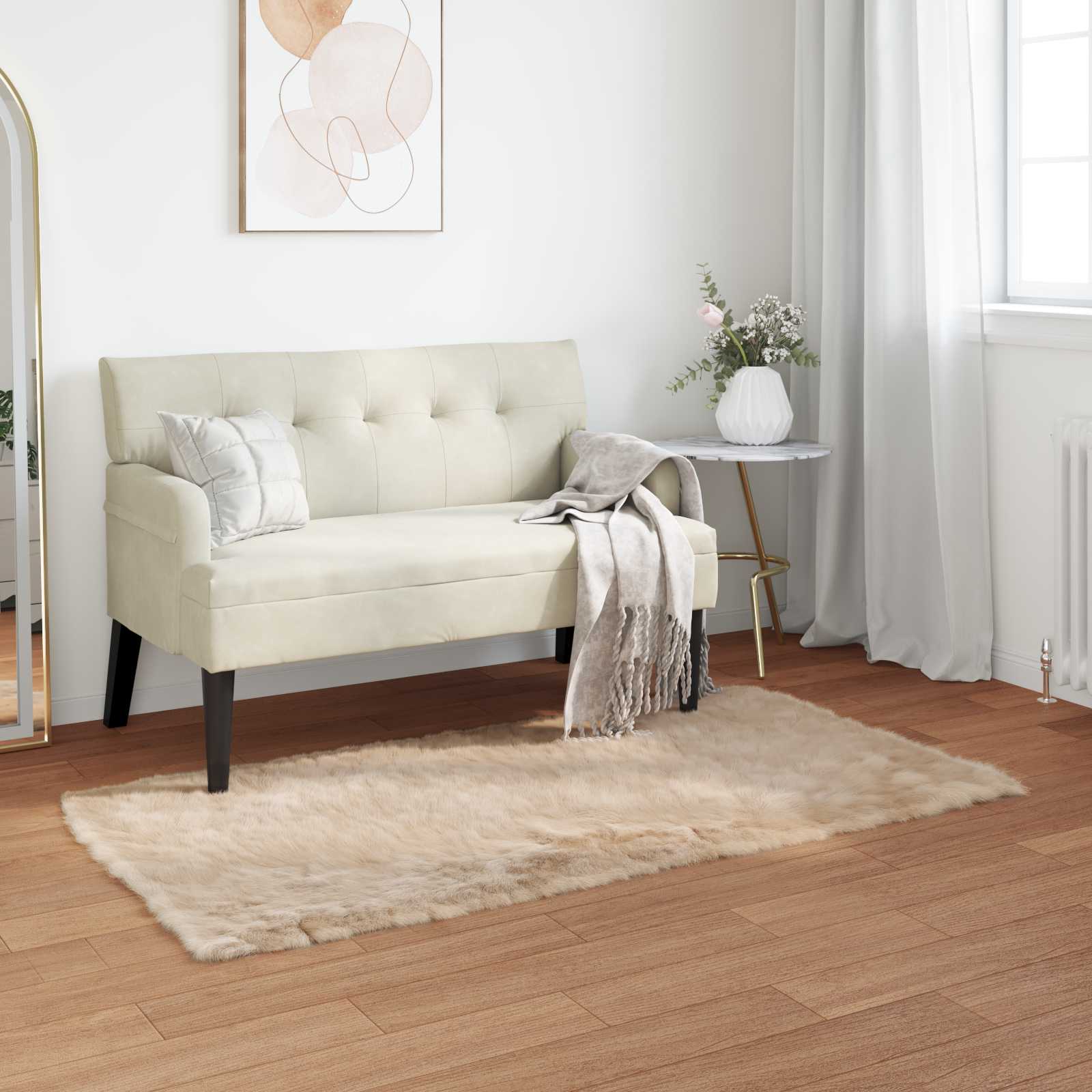 Tepih od umjetne ovčje kože TAFALLA Bež 60 x 110 cm Poliester